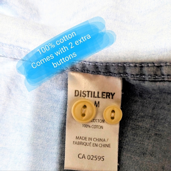 Distillery Apparel, mens med, denim look button up t shirt - EUC - Picture 5 of 10